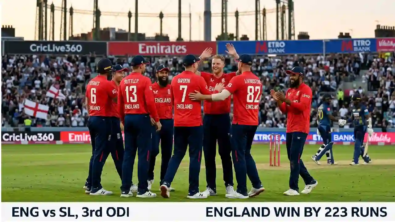 ENG vs SL 3rd ODI 2026: England Win by 223 Runs