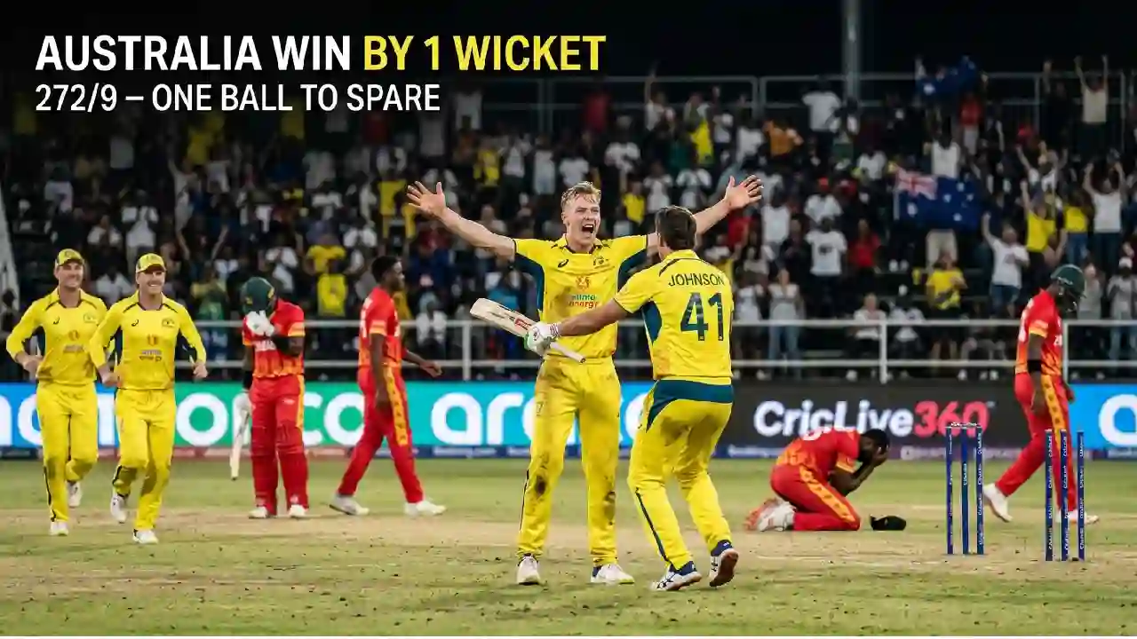 ZIM vs AUS 3rd ODI 2026: Australia Escape with 1-Wicket