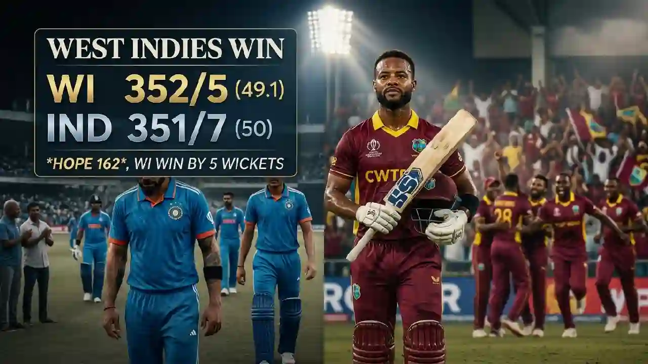 IND vs WI 3rd ODI: Shai Hope Hits 162 as West Indies Beat India
