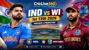 IND vs WI 1st T20I 2026 preview with squads, probable XIs, head-to-head, pitch report, key players, weather and match prediction.