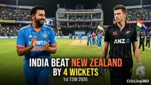 India players celebrate their four-wicket win over New Zealand in the first T20I 2026